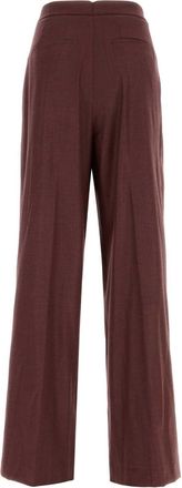 Pantaloni Torino Womens Burgundy Stretch Twill Wide-Leg Grace Pant Bordeaux Pantaloni Trousers