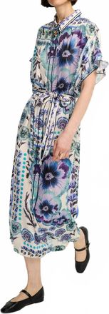 Carolina K Lynn Kaftan Midi Dress In Antique Floral Blue