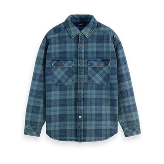 Scotch & Soda Geruite Denim Overshirt - Heren - Casual Overhemden - Blauw - M - Denim - Overhemden