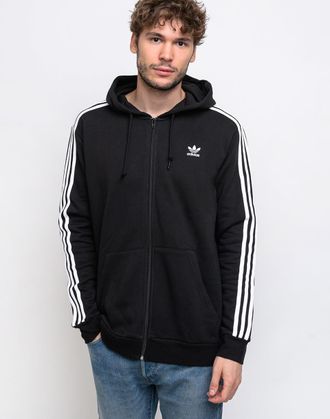 adidas Originals hoodie met drie strepen en ritssluiting in zwart