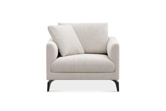 Castlery Lena Armchair Customized, (Performance Linen Weave) Light Grey (Matte Black Legs), Spill Resistant, Removable Covers for Castlery Chairs
