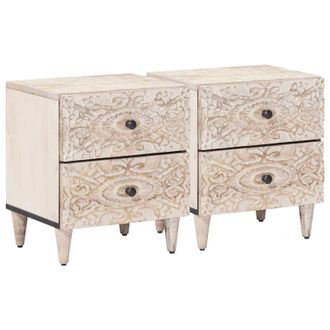 vidaXL Armario De Noche 2 Pcs 40 X 33,5 X 46 Cm Madera De Mango Maciza Vidaxl