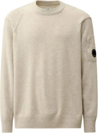 C.P. Company Geribbelde ronde hals wollen trui - Heren - Ronde hals truien - Beige - L - Wol - Truien & Vesten