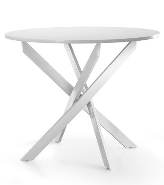 Home Heavenly Mesa Redonda Comedor Cocina Blake, Mesa Industrial 90 Cm Di&aacute;metro Con Patas Met&aacute;licas Entrecruzadas. Color: Blanco - Home Heavenly