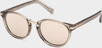 Ermenegildo Zegna 51mm Acetate & Titanium Round Sunglasses