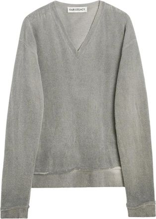 Our Legacy Parallel V-Neck - Heren - V-hals truien - Grijs - XL - Wol - Truien & Vesten