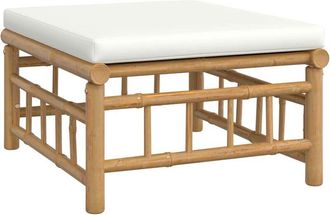 vidaXL Reposapi&eacute;s De Jard&iacute;n Bamb&uacute; Con Coj&iacute;n Blanco Crema Vidaxl