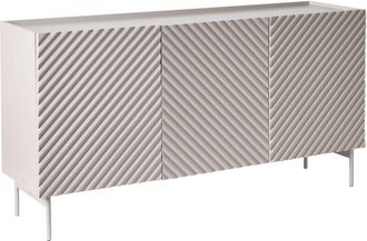 Beliani 3 Door Sideboard Light Beige MDF Cabinet Metal Legs Modern Design Bedroom Living Room YARAKA