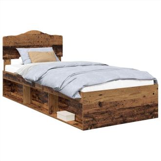vidaXL Estructura De Cama Con Cabecera Madera Vieja 100 X 200 Cm Vidaxl