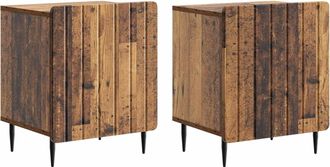 vidaXL Armario De Noche 2 Uds. Madera Envejecida 43 X 34,5 X 52 Cm Vidaxl