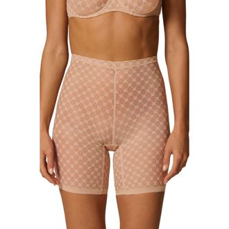 Simone P&eacute;r&egrave;le Plume Uplifting Embroidered Shaping Shorts in Peau Rose at Nordstrom, Size X-Large