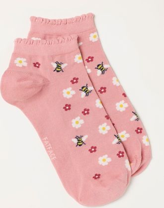 Fat Face FatFace Pink Bee Trainer Socks