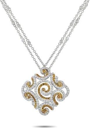 Luxury Bazaar 18K White Gold 4.08ct Diamond Pendant Necklace MF26-100826