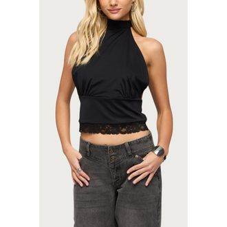 Edikted Sandra Lacey Halter Top in Black at Nordstrom, Size X-Large