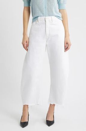 Frame Denim The Bubble Frayed High Waist Crop Barrel Jeans in White New Fray at Nordstrom Rack, Size 31