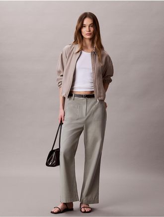 Calvin Klein Jeans Calvin Klein Womens Marcy Twill Wide Leg Pants - Green - 10