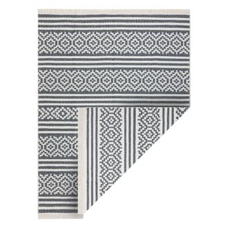 RugsX Rugsx - Alfombra Twin 22996 Geom&eacute;trica, Rayas Algod&oacute;n, Doble Cara, Flecos Ecol&oacute;gicos - Antracita / Crema Grey 120x170 Cm