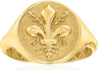 Ross-Simons Italian 14kt Yellow Gold Fleur-De-Lis Signet Ring