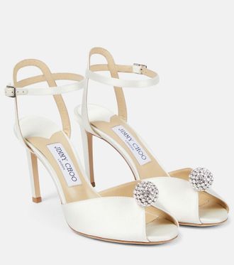 Jimmy Choo London Sacora 85 embellished satin sandals