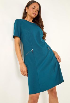 Roman Zip Detail Pocket Shift Dress