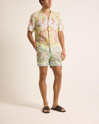 Orlebar Brown Maitan Linen Relaxed Fit Linen Fairground Shirt in Multi/pink at Nordstrom, Size Xx-Large
