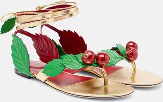 Valentino Garavani Cherryfic metallic leather thong sandals