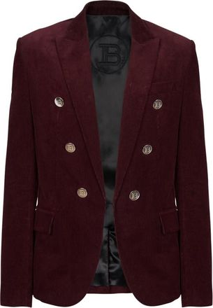 Balmain 6-knoops velvet jas - Heren - Blazers - Rood - M - Katoen - Jassen