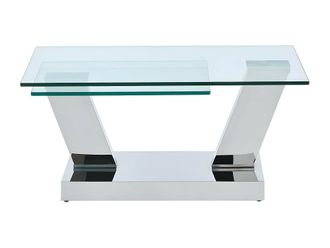 VENTE-UNIQUE.COM Mesa de centro cristal transparente, plateado