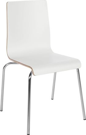 Clp Silla de comedor con patas de metal y asiento de madera blanco