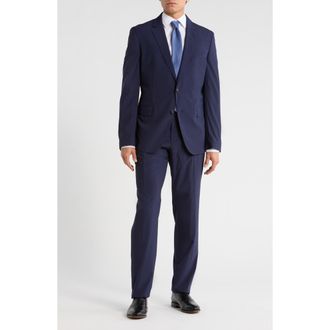BOSS Huge Slim Fit Navy Stretch Wool Blend Suit at Nordstrom Rack, Size 44 Regular