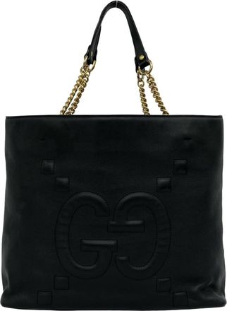 Gucci Black Leather Shoulder Bag Tote Bag (Pre-Owned)