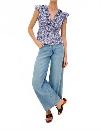 Rails Carmine V-Neck Top In Blue Blossom