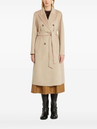 Marella double-breasted belted coat - women - Wool - 44 - Neutrals