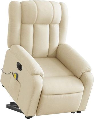 vidaXL Vidaxl - Sill&oacute;n De Masaje El&eacute;ctrico Reclinable Elevable Tela Crema