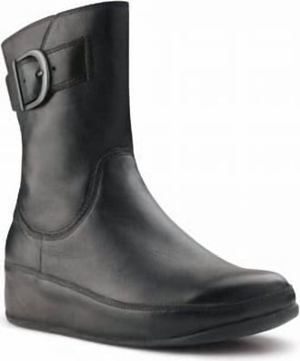 FitFlop Womens Hooper Leather Ankle Boots In Black