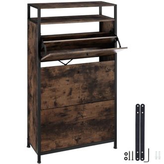 TecTake Zapatero, madera industrial oscura, r&uacute;stica
