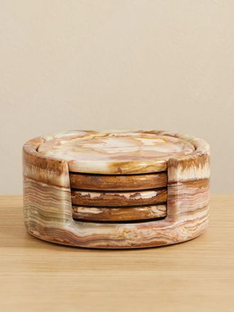 JiaJia Set Di Quattro Sottobicchieri In Onice - Verde