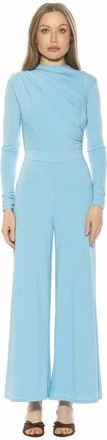 Alexia Admor Yael Long Sleeve Ruched Top Jumpsuit in Denim at Nordstrom, Size X-Small
