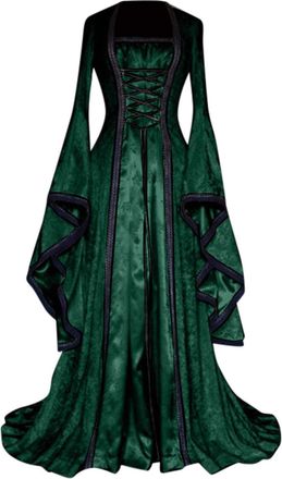 Generic Cocktail Dresses for Women UK Medieval Victorian Dress Women Renaissance Court Regency Maxi Dress Halloween Costumes with Trumpet Sleeves Retro Party 