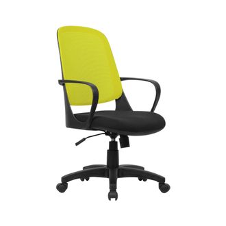 Serena Serena - Silla De Oficina Coffs, Silla Operativa De Malla Con Reposabrazos, Asiento De Oficina Ergon&oacute;mico, Cm 61x60h99/108, Negro Y Amarillo