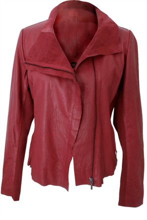 Cigno Nero Womens Lene Leather Jacket In Cranberry