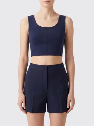 Max Mara S Max Mara Top cropped in cotone senza maniche con scollatura a U