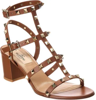 Valentino Rockstud Caged 60 Leather Ankle Strap Sandal