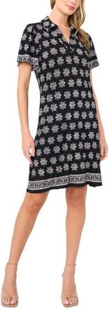 CeCe by Cynthia Steffe Print Polo Dress in Rich Black at Nordstrom, Size X-Small
