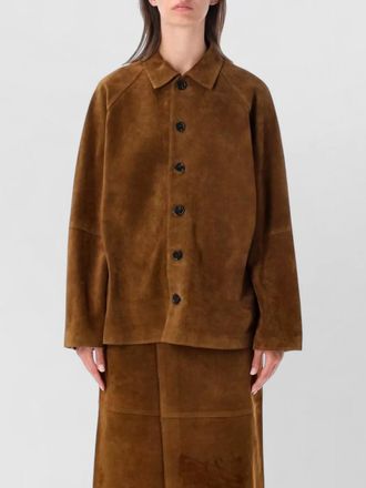 STUDIO NICHOLSON leather single breasted coat