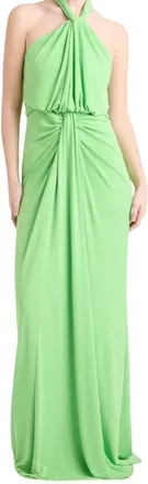 Cinq &agrave; Sept Kaily Halter Gown In Thistle Green