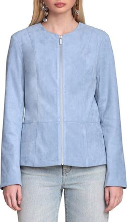 Bagatelle Peplum Faux Suede Jacket in Dusty Blue at Nordstrom, Size X-Large