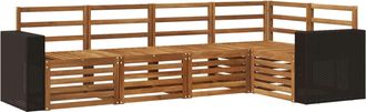 vidaXL Conjunto De Sof&aacute;s De Exterior 5 Uds. Natural Poli&eacute;ster Vidaxl