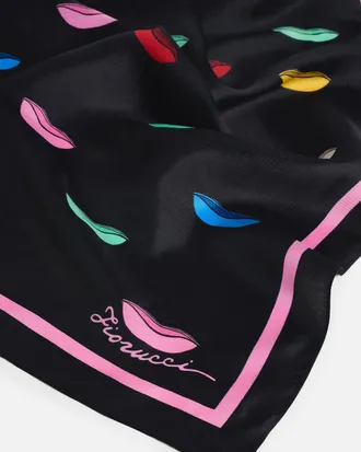 Fiorucci Multicolour Lips Print Viscose-Silk Scarf - Multicolor