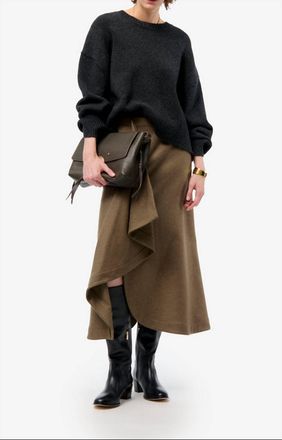 Vanessa Bruno Florida Midi Skirt In Khaki
